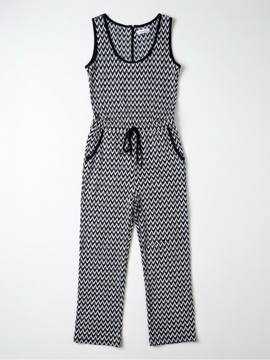 Calvin Klein Pants - Calvin Klein Black and White Chevron Maxi  Jumpsuit Romper Sz 4